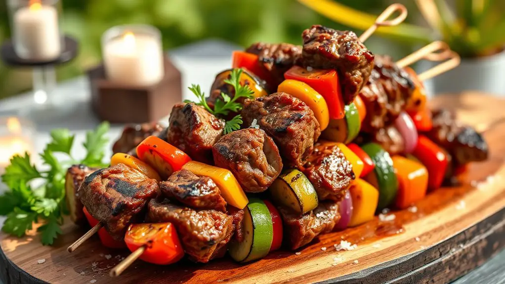 grilled lamb and vegetables