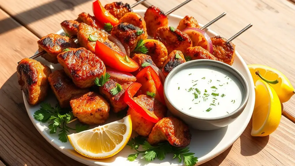 grilled meat on skewers