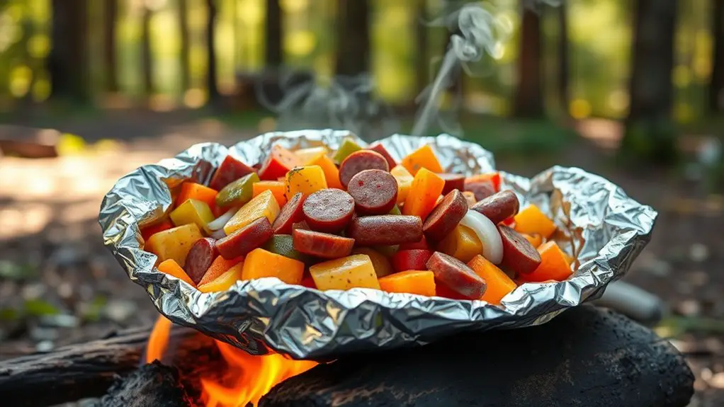 grilled sausage and vegetables