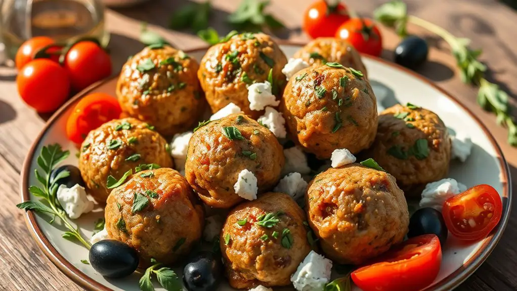 herb infused feta meatballs