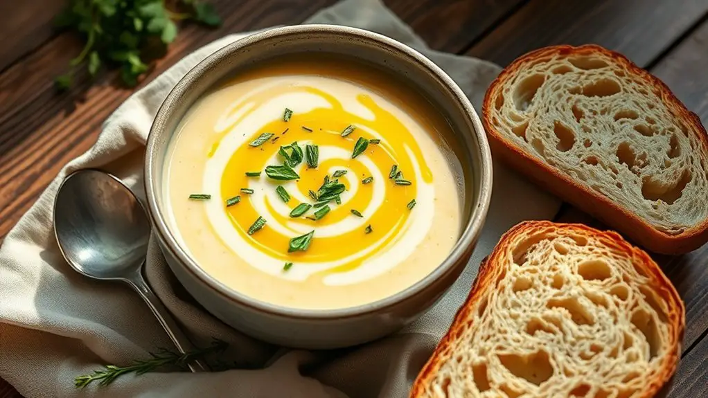 herb infused potato leek soup