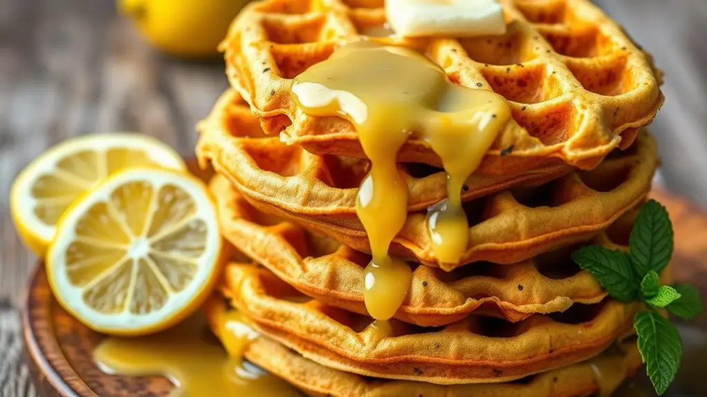 lemon infused poppy seed waffles