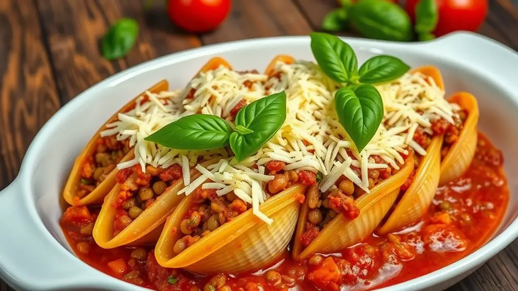 lentil filled pasta shells