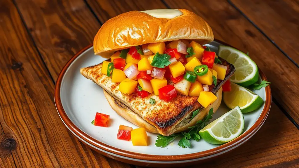 mahi mahi sandwich with salsa