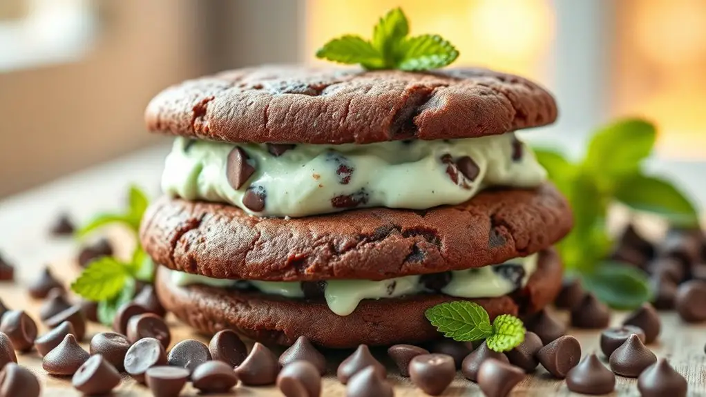 mint chocolate ice cream sandwiches