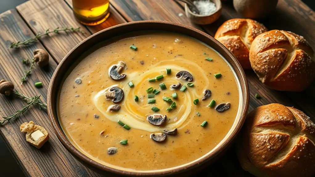 mushroom infused beer cheese soup