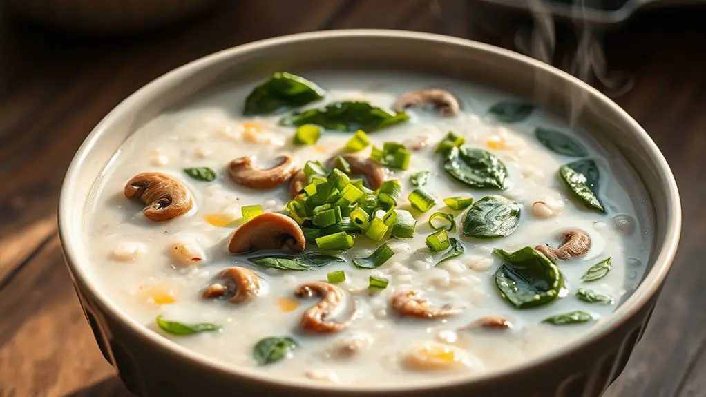 mushroom spinach rice porridge