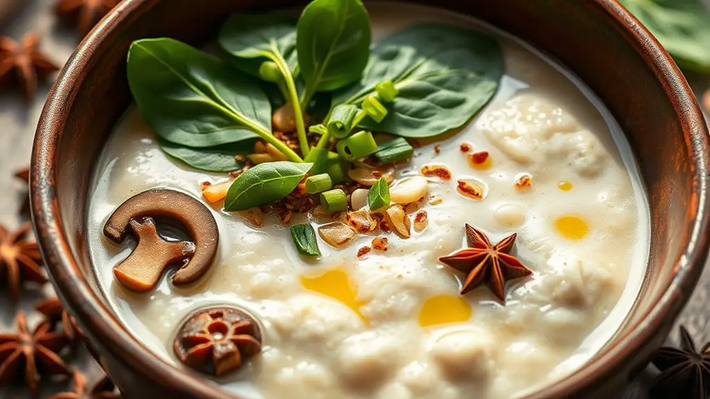 mushroom spinach rice porridge