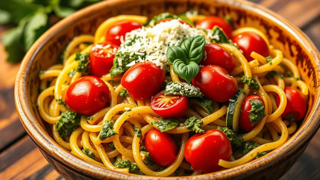 pasta with pesto vegetables