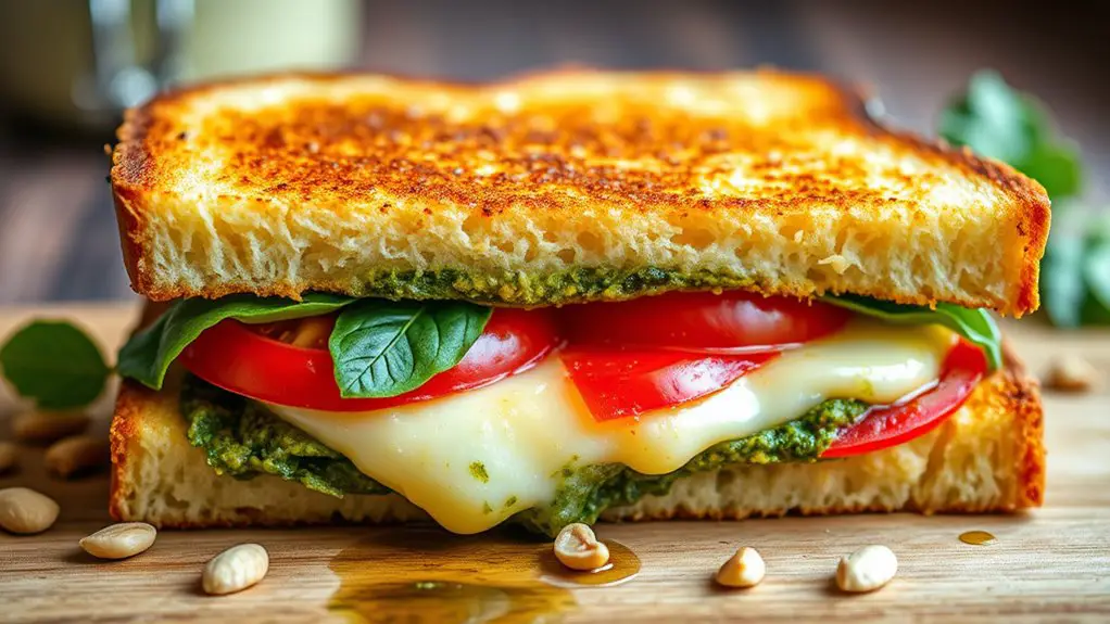 pesto tomato cheese sandwich