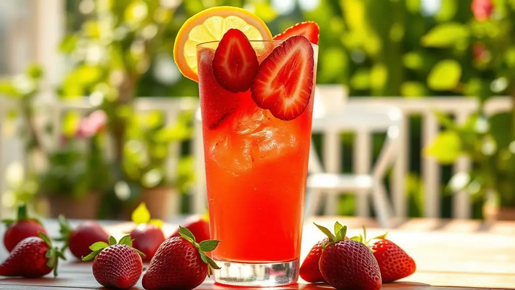 refreshing strawberry lemonade drink