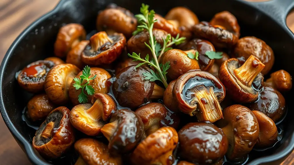 saut ed mushrooms with glaze