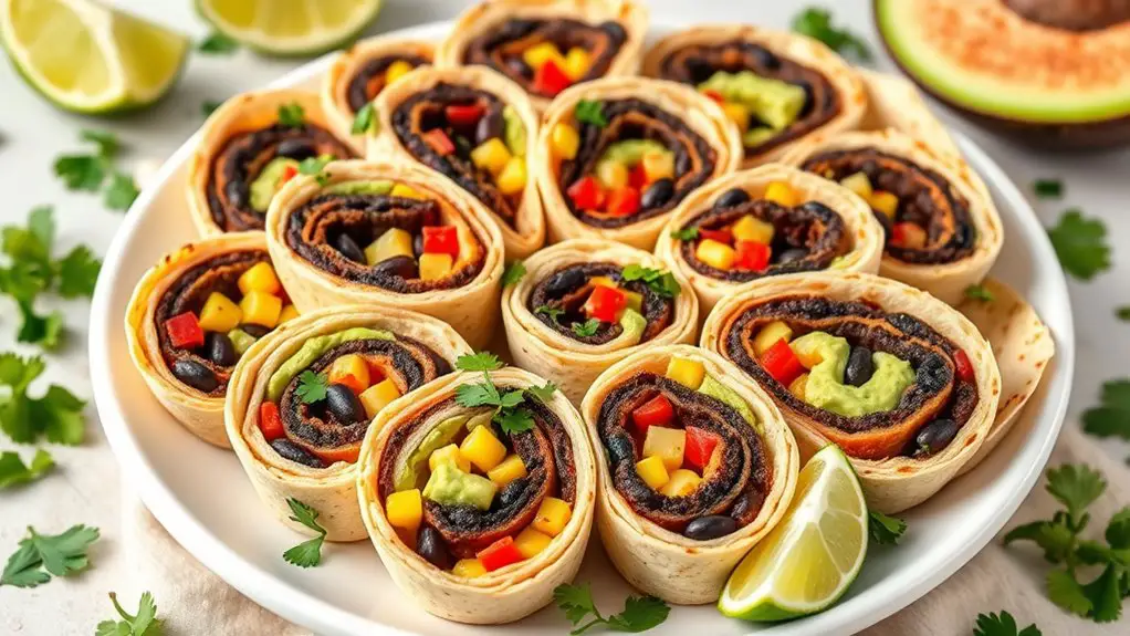 savory black bean pinwheels