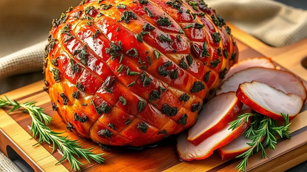 savory herb covered ham