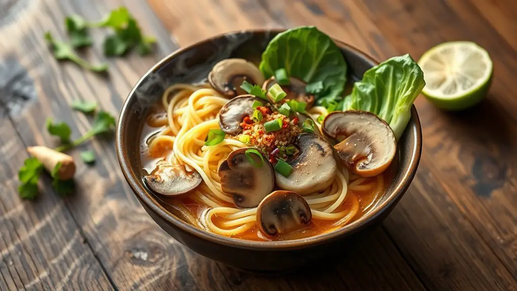 savory mushroom bok choy ramen