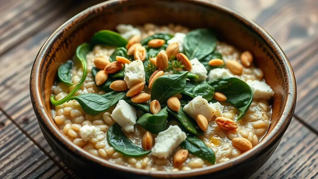 savory spinach feta oats