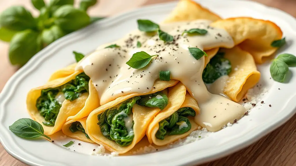 savory spinach ricotta crepes