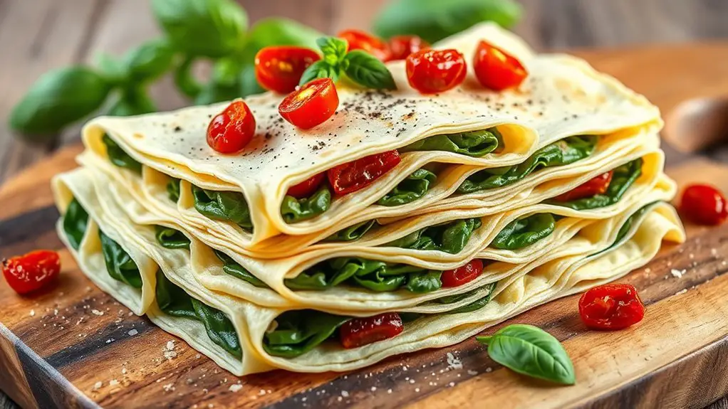 savory spinach ricotta crepes