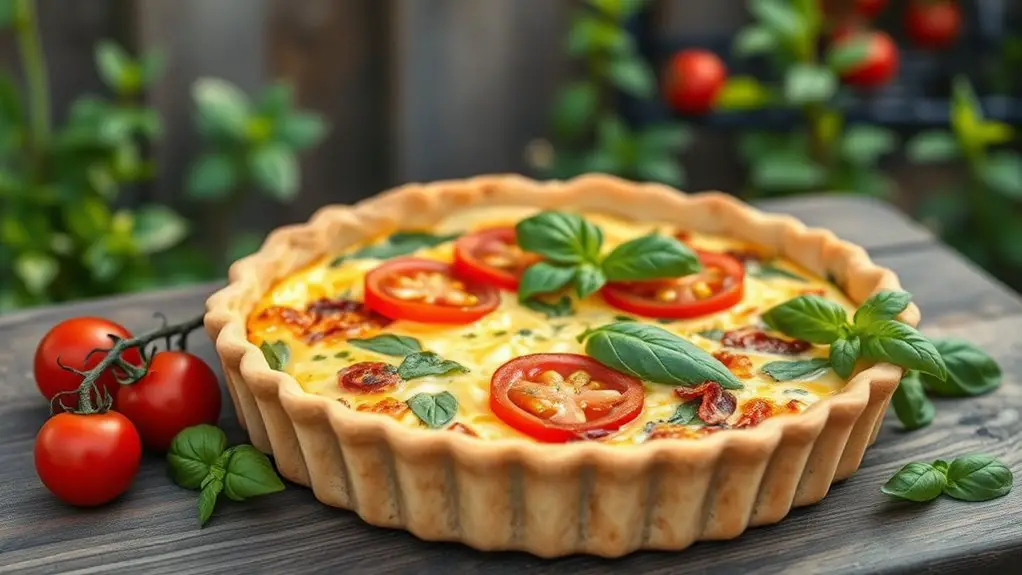 savory tomato basil quiche