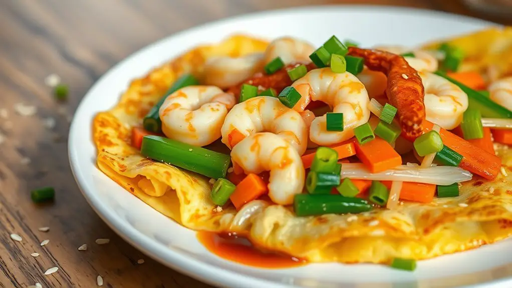 shrimp and vegetable omelette