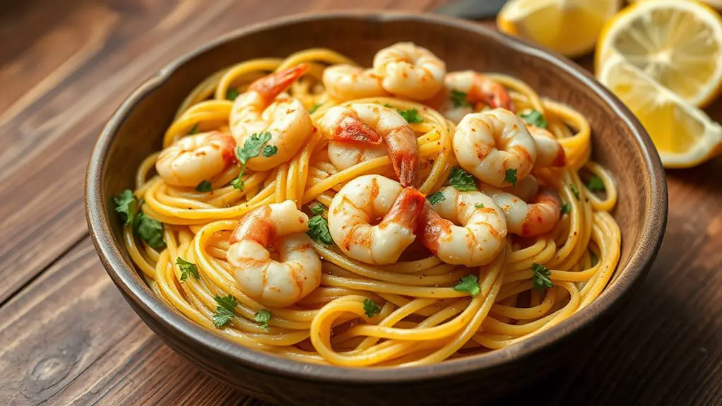 shrimp garlic pasta dish