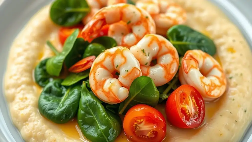 shrimp grits spinach tomatoes