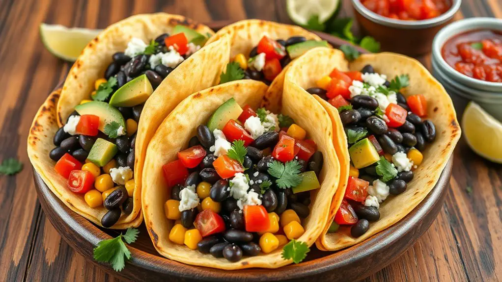 spicy bean and corn tacos