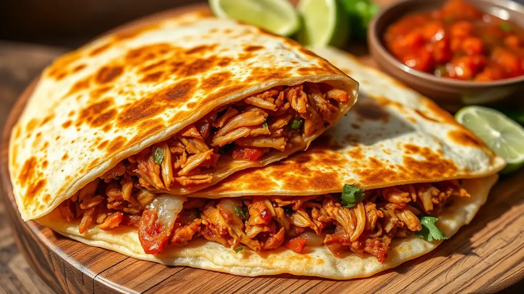 spicy chicken filled quesadillas