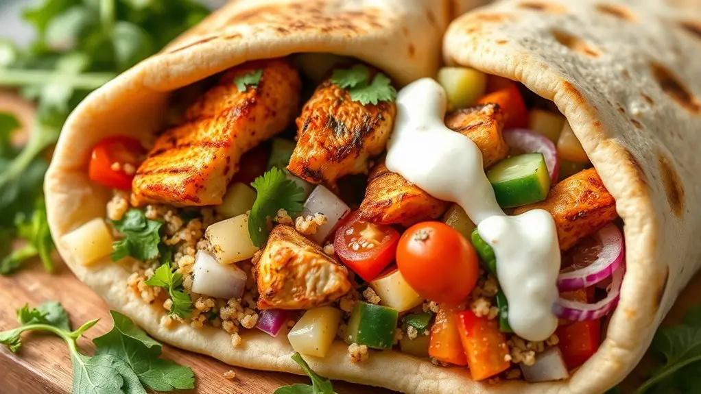 spicy chicken quinoa pita