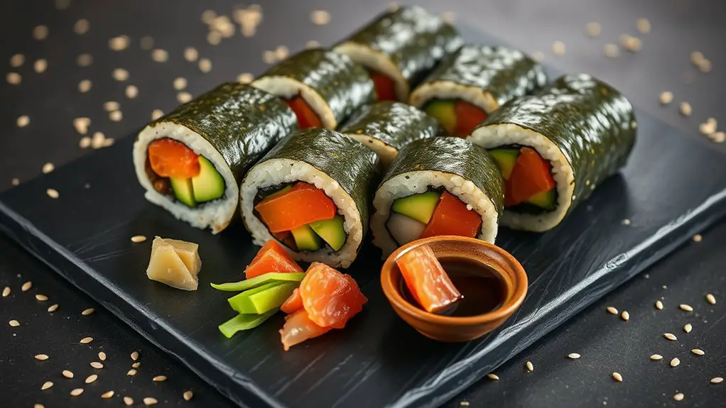 spicy cucumber sushi rolls