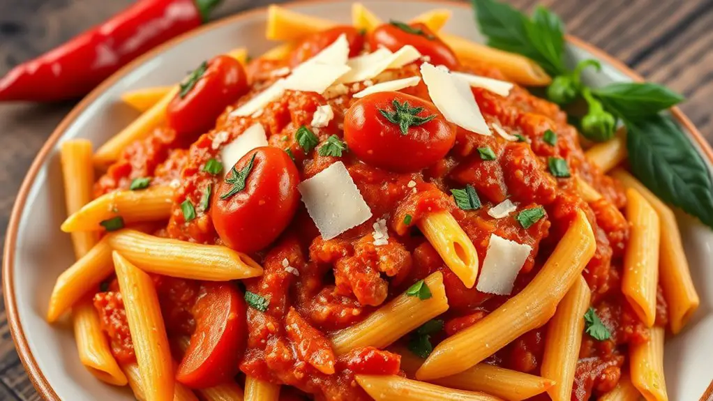 spicy pasta with sauce