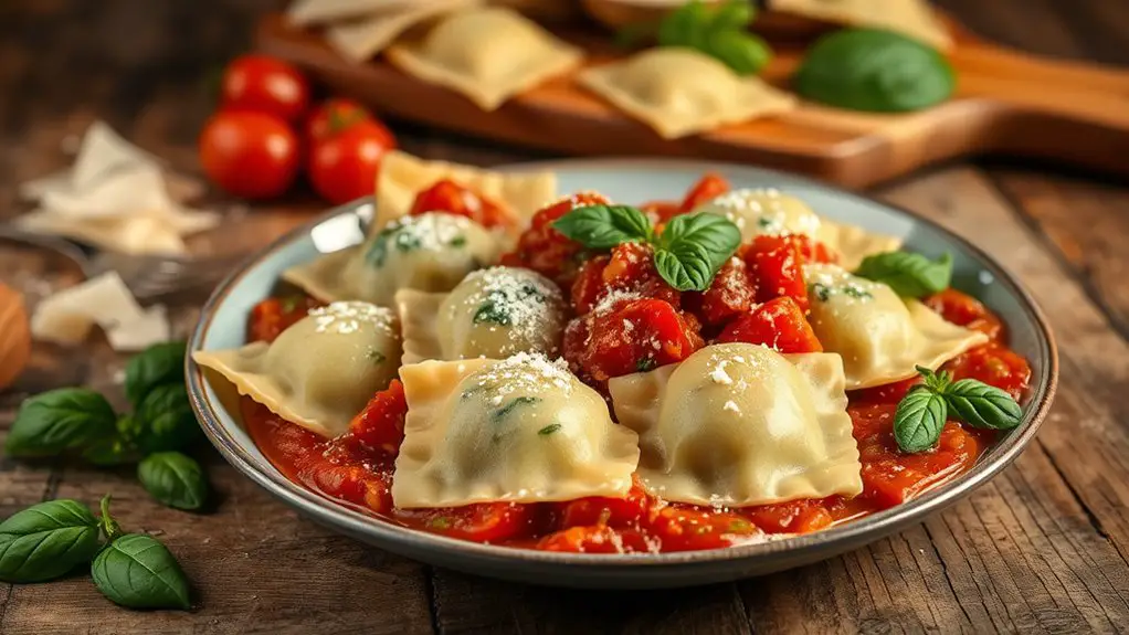 spinach and ricotta filled pasta