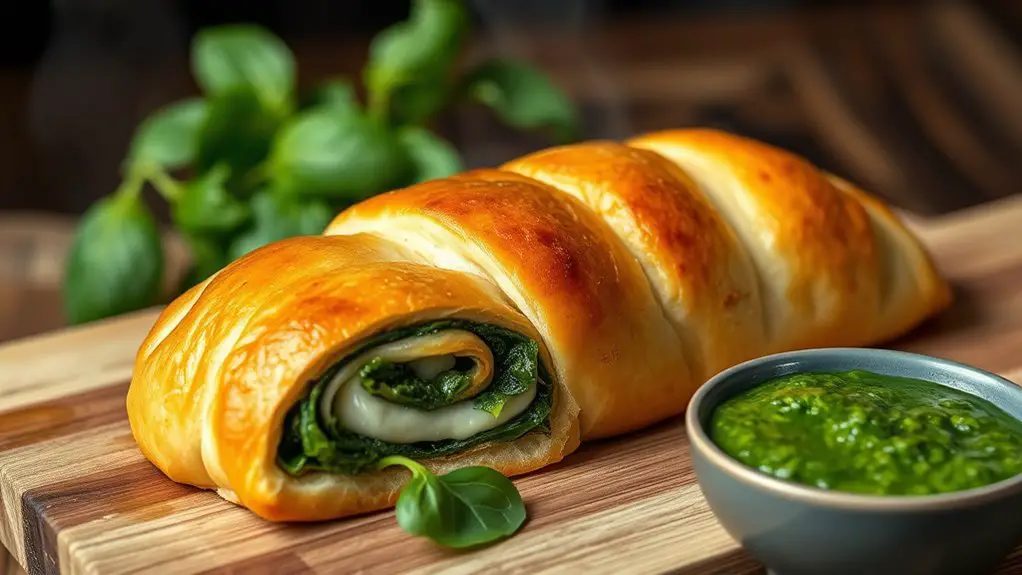 spinach mozzarella pesto rolls