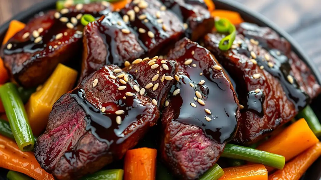 steak tips with teriyaki glaze