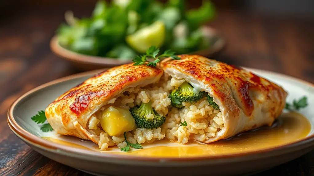 stuffed chicken with broccoli