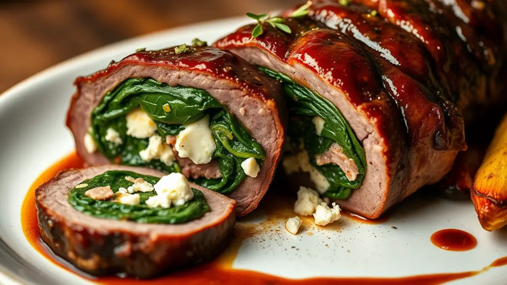 stuffed venison with spinach