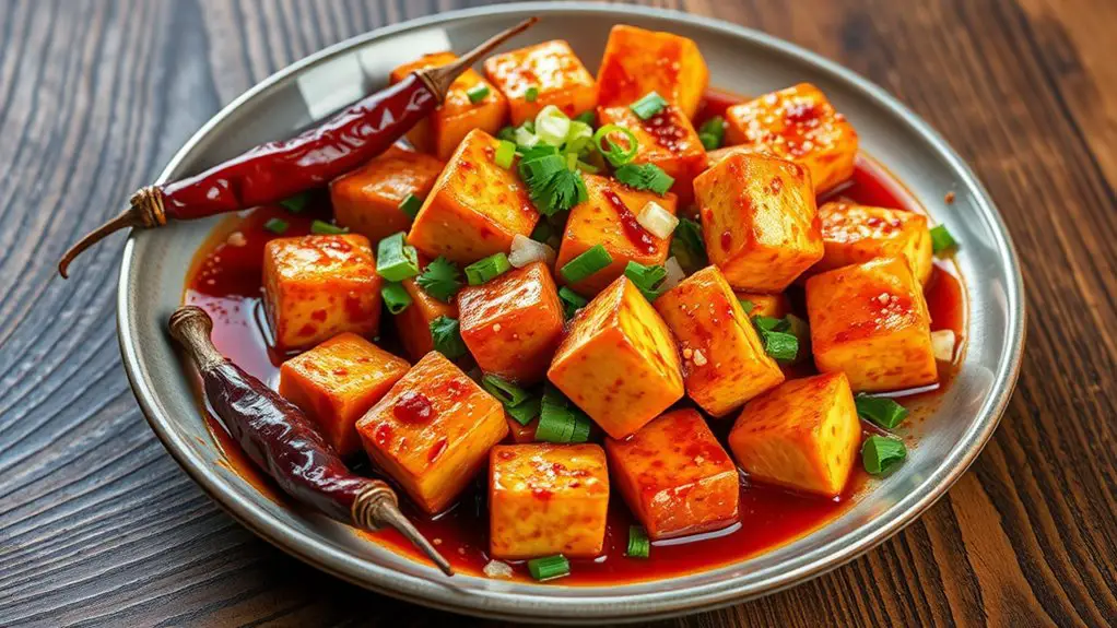 szechuan style spicy tofu dish