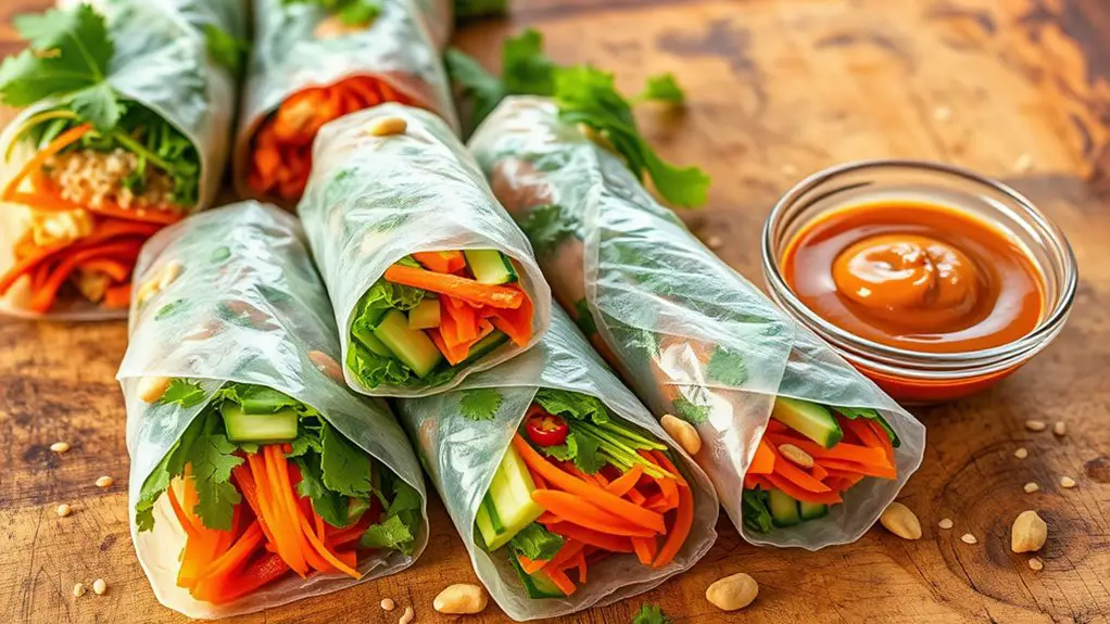 thai inspired rice paper rolls