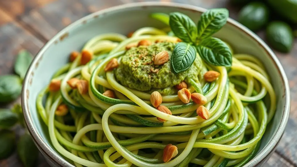 zucchini noodles and pesto