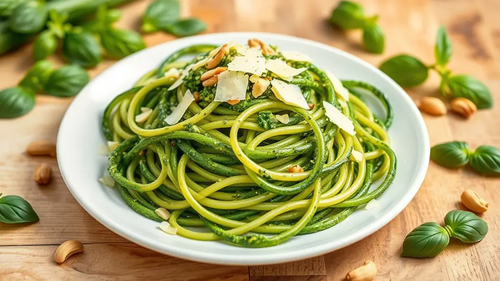 zucchini noodles with pesto