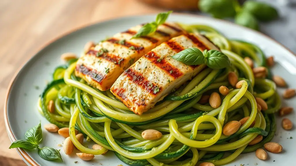 zucchini noodles with pesto